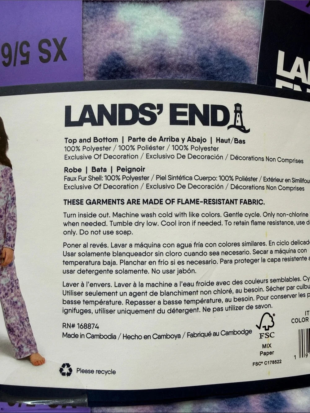 Lands' End Girls  3-Piece Sleep Set